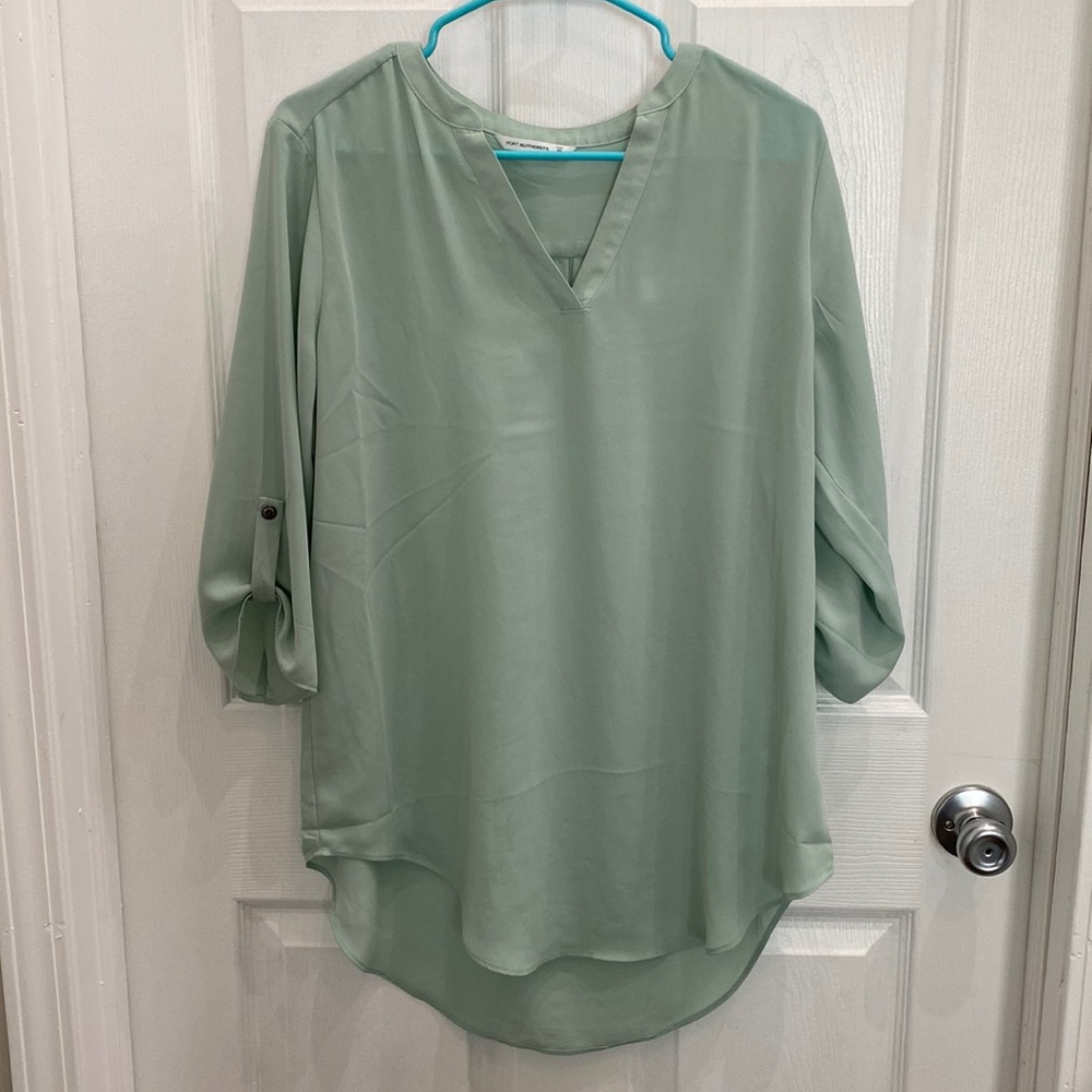Mint green v-neck blouse